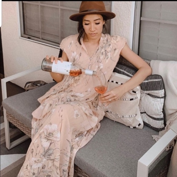 H&M Pink Floral Long Dress pleated crinkled size 6 - Picture 6 of 13